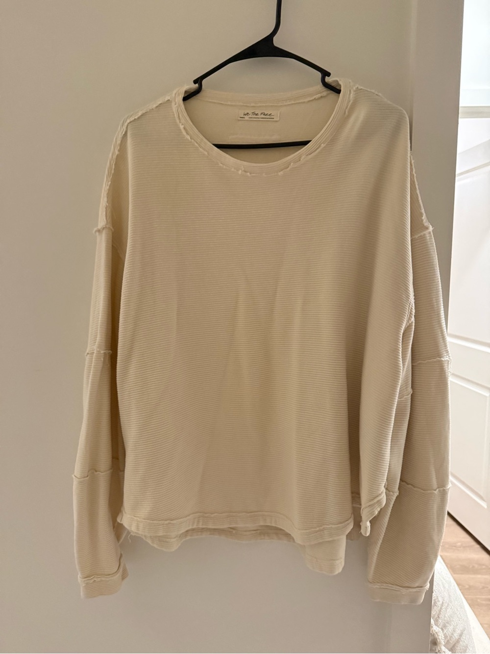We The Free Cream Waffle-Knit Scoop Neck Sweater